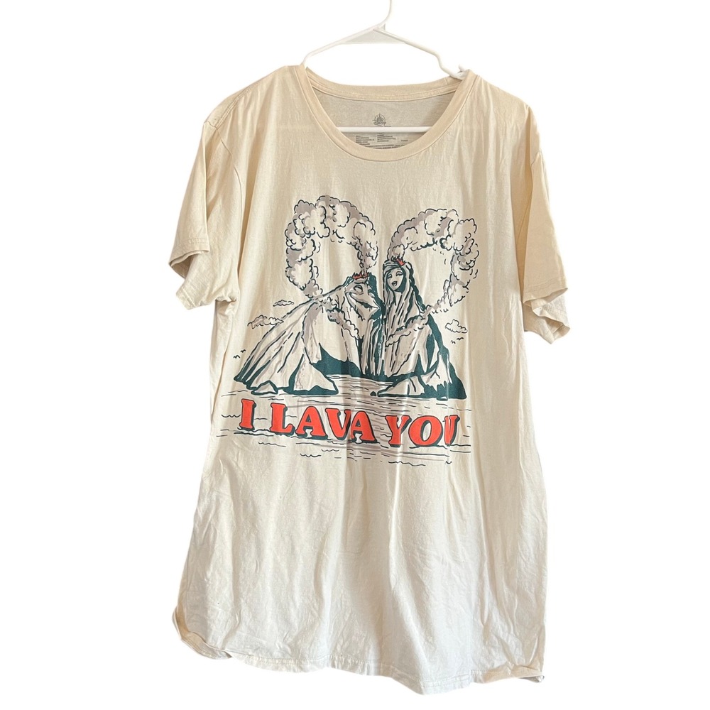 Disney Parks Pixar Lava I Lava You Graphic Cream T-Shirt XL Short Sleeve Tee
